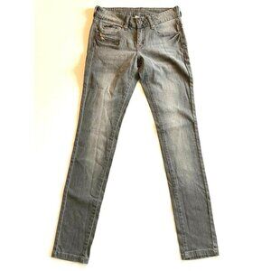 Mango Ladies Skinny Gray Stretchy Jeans with Zip Pocket Detail Size 6